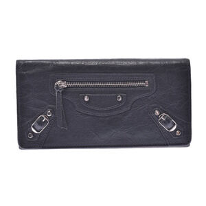 BALENCIAGA The Money Gray Calfskin Long Wallet